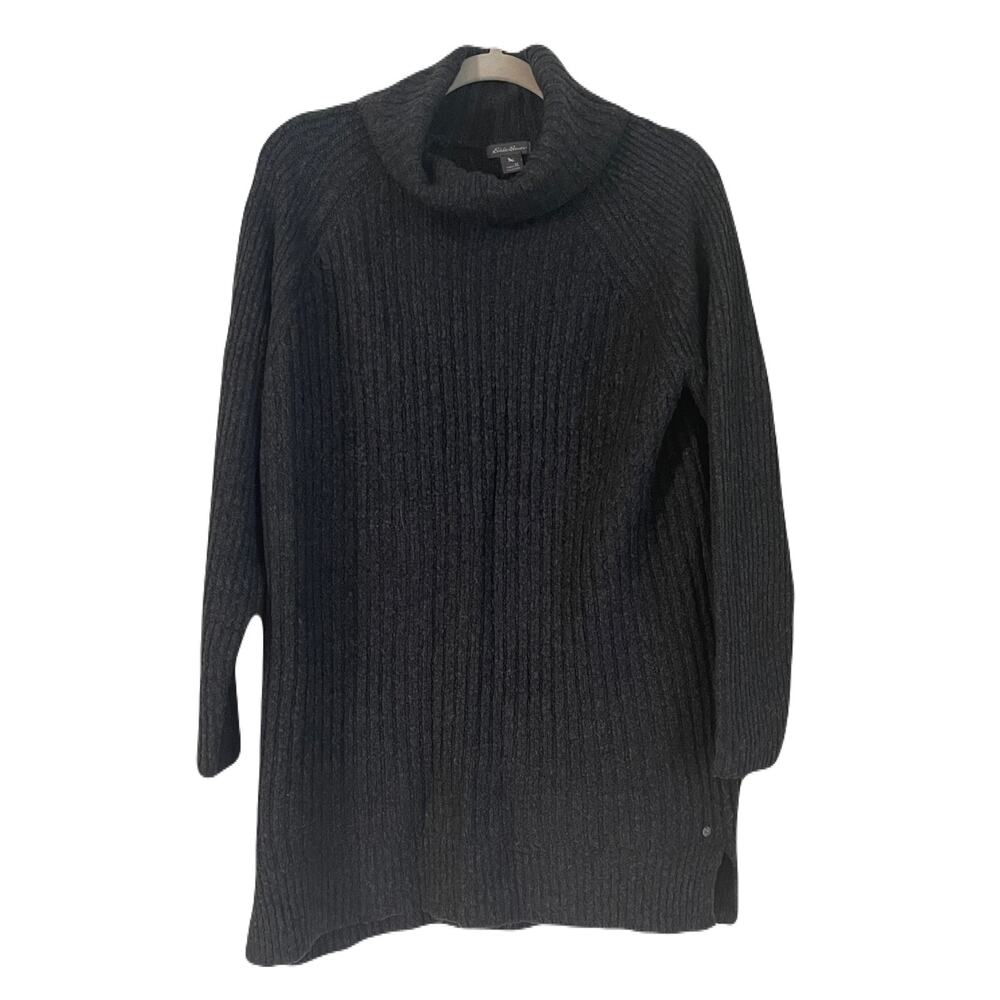 Eddie Bauer Aurora Ribbed Relaxed Turtleneck, Charcoal Grey, Size XL